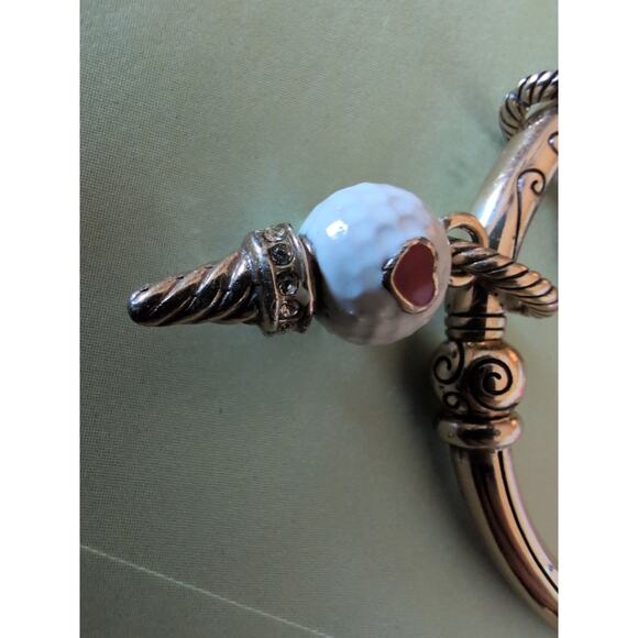 Brighton Retired goldtone hinged bangle bracelet Golf Tee charms Green Crystals - Picture 6 of 6